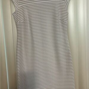 Chic Striped White and Gray Mini Dress